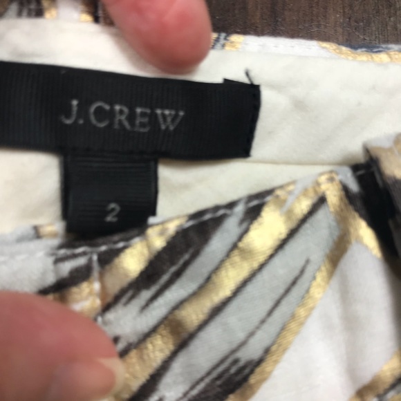 J. Crew Linen Garden Print Gold Foil Leaf Pants - Picture 5 of 8